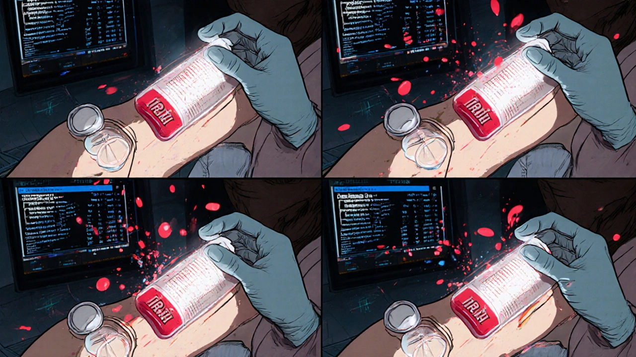 Participant undergoing a four-period replicate crossover trial with repeated blood draws and variability visualization.