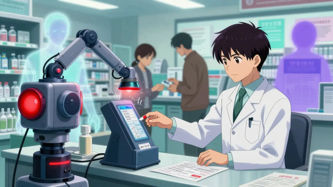 Pharmacist overrides red pharmacy alert system to give triptan prescription to a relieved patient.