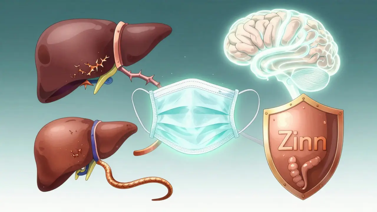 Three treatment methods visualized as glowing paths: claw, ribbon, and shield for copper removal.