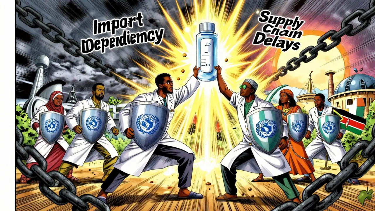 African-made HIV treatments fight against supply chain chains in an epic symbolic battle.